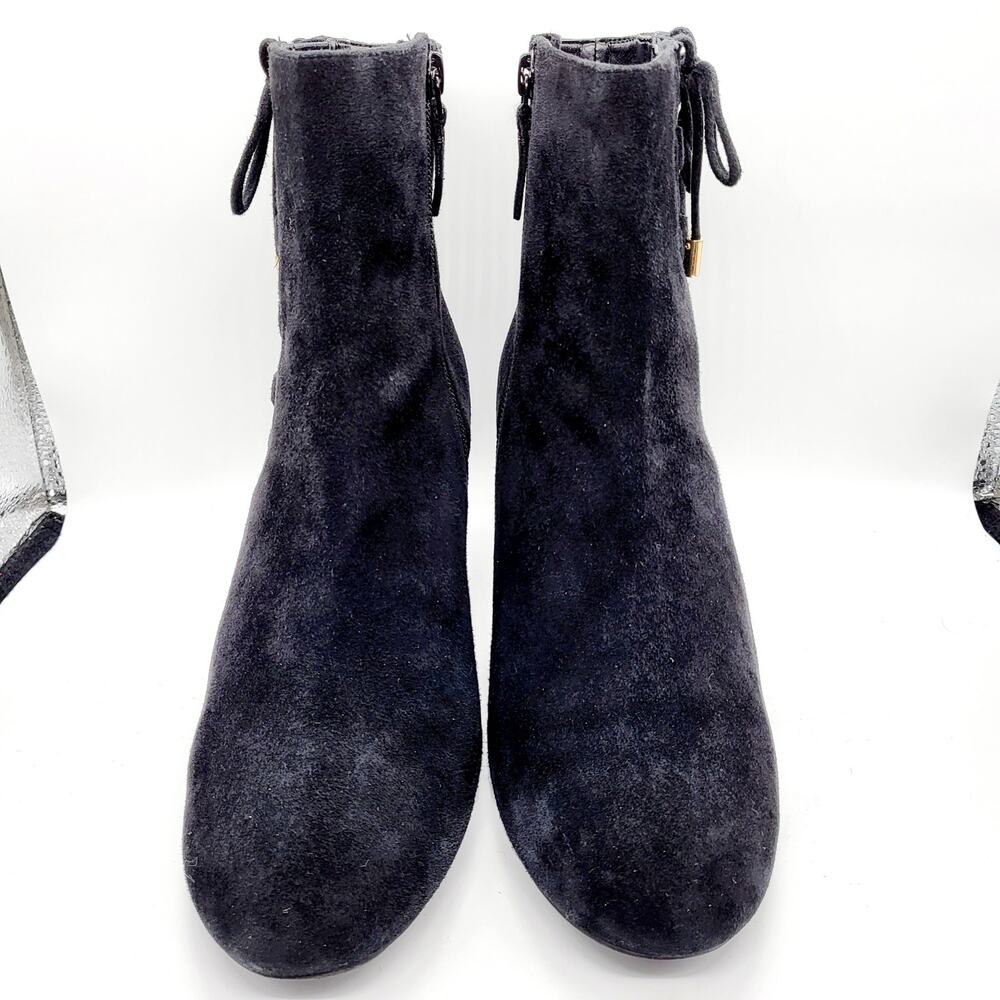 Cole Haan Grand.OS Leah Black Suede Block Heel Ankle Booties Women’s Size 7
